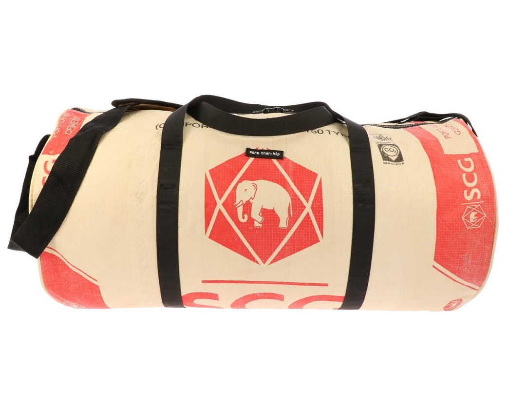 MoreThanHip Jumbo Weekender Elefant Rot - Grosse Reisetasche aus Recycelten Zementsäcke Weekendertas