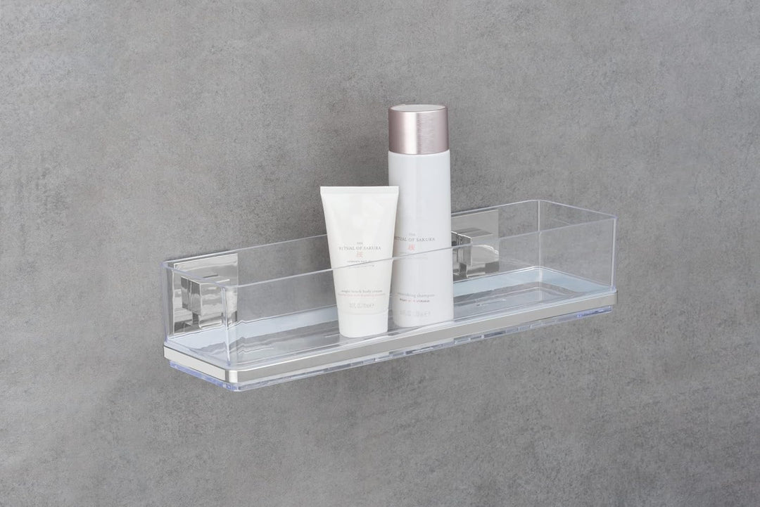 WENKO Badezimmer Wandregal Mod. Quadro Maxi ohne Bohren 2 Etagen rostfreies Edelstahl Halterung mit