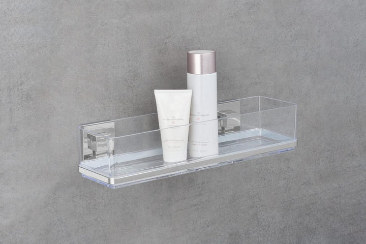 WENKO Badezimmer Wandregal Mod. Quadro Maxi ohne Bohren 2 Etagen rostfreies Edelstahl Halterung mit