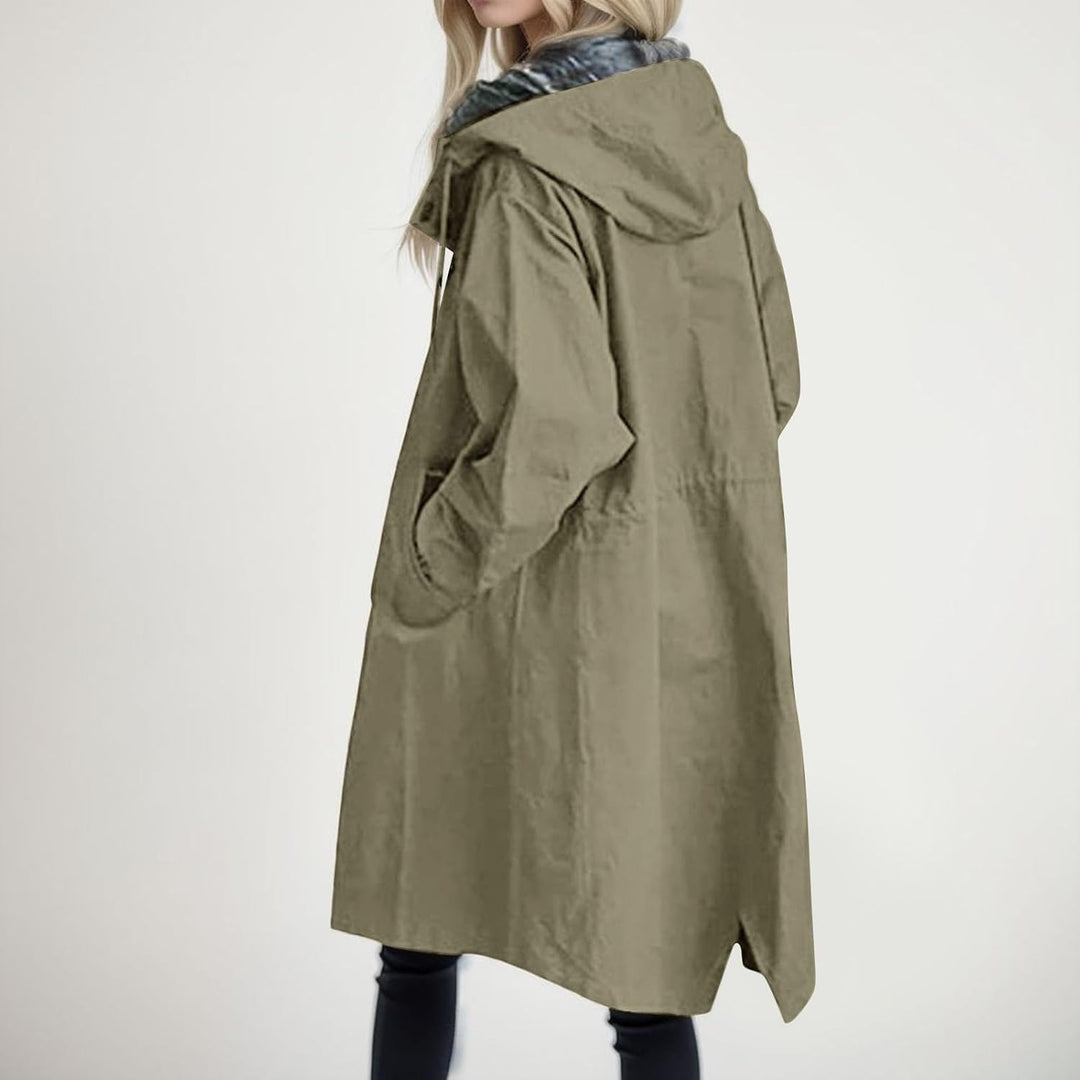 Beokeuioe Damen Trenchcoat Oversized Mantel Lang Umlegekragen Windjacke Einfarbig Damenmantel Überga
