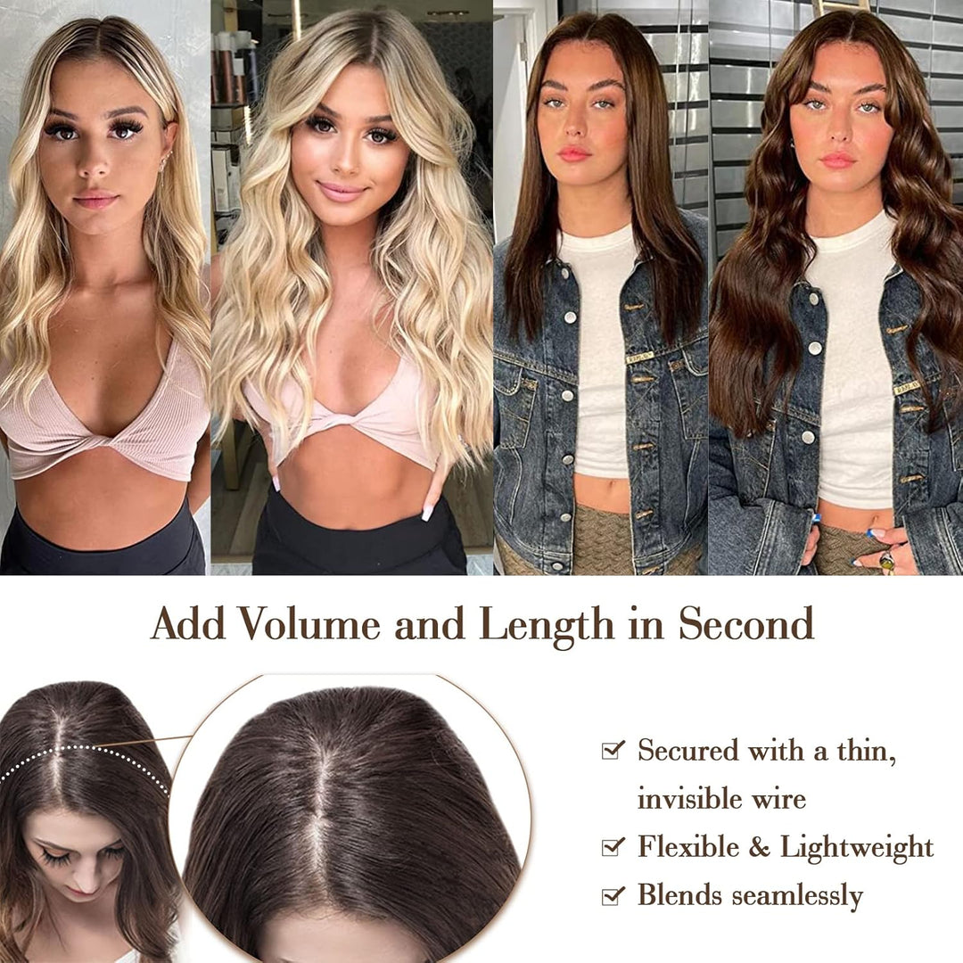 Ms Taj Invisible Secret Wire Extensions 50cm,Braune Haarverlängerung lange mit Einstellbarer Grösse,