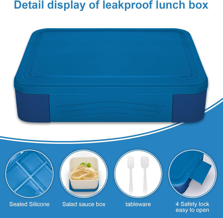 IJIAMY Brotdose Kinder mit Fächern, 1300ml Jausenbox Kinder, Auslaufsicher Bento Box, Lunchbox Kinde