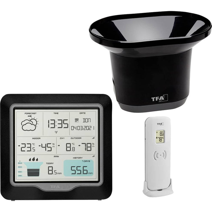 TFA Dostmann RAIN Pro Wetterstation Funk, 35.1160.01, mit Regenmesser und Aussensensor, Wettervorher