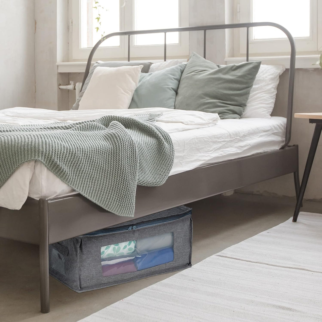 Relaxdays Aufbewahrungstasche, 3er Set, faltbar, mit Reissverschluss, Kleidung, Unterbett, Stoff, HB
