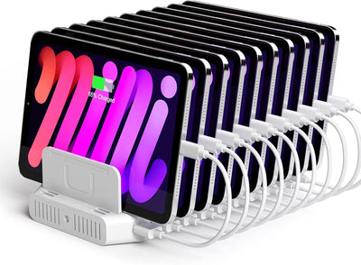 Unitek USB C Ladestation, 120 W, 10 Ports, Typ C, für mehrere Geräte, iPhone, Smartphones, Tablets,