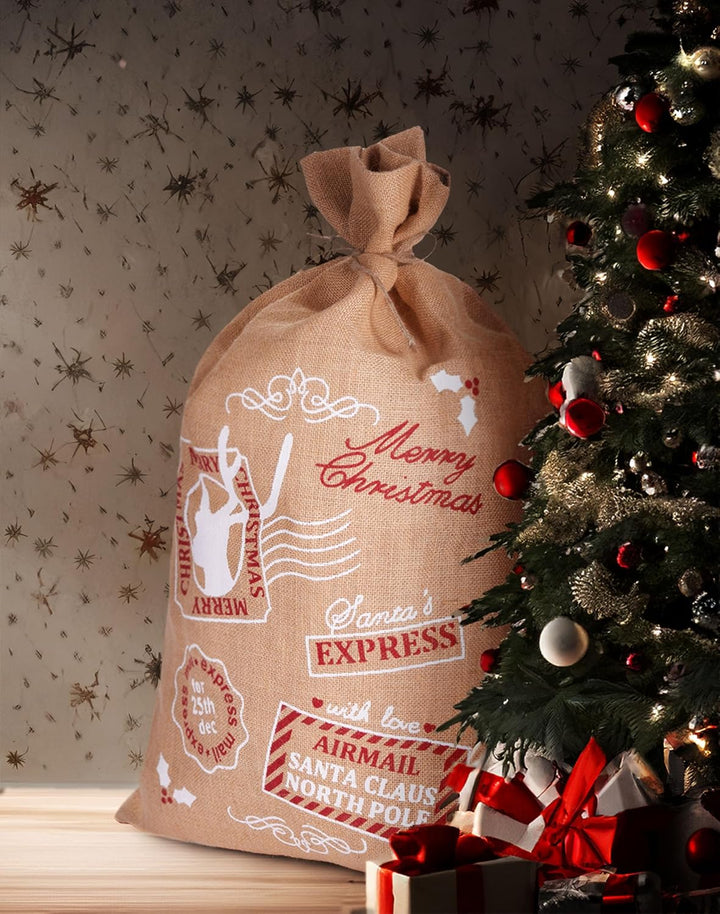 BRUBAKER 3er Set Weihnachtssack - 80 cm Geschenksack mit weihnachtlichen Motiven - Nikolausbeutel zu