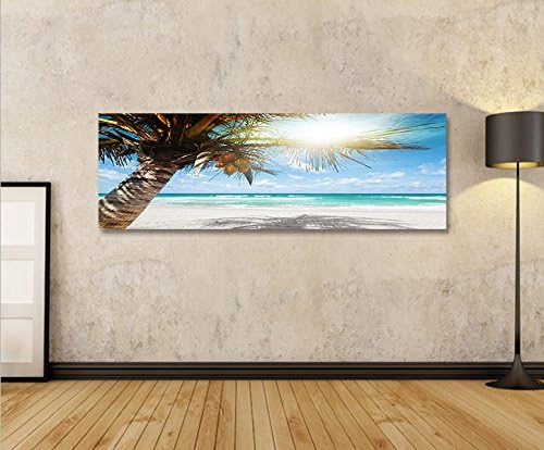 islandburner Bild Bilder auf Leinwand Palmenstrand Panorama Karibik XXL Poster Leinwandbild Wandbild