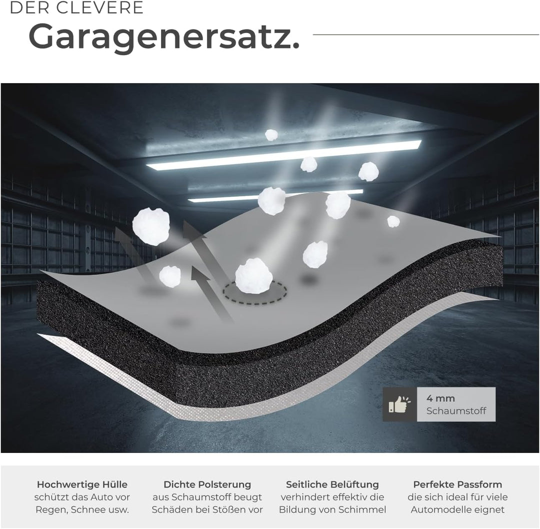 tectake® Auto Abdeckplane, Hagelschutz Autoplane, Autoabdeckung, wasserdichte Decke, atmungsaktiv, e