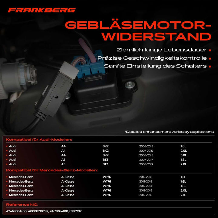 Frankberg Gebläseregler Vorwiderstand Steuergerät Kompatibel mit A4 1.8L-3.0L 2007-2015 A4 Allroad A