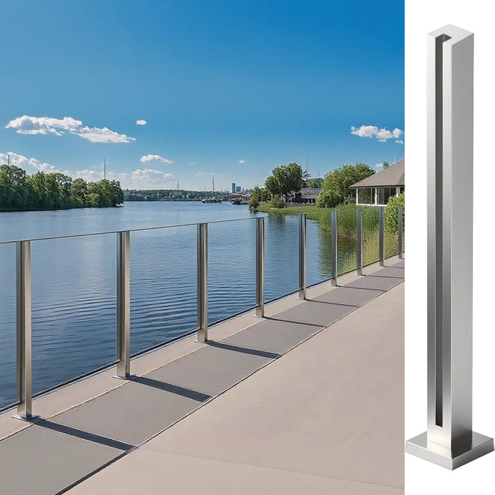 aus Edelstahl Glasgeländer pfosten mit Einsteckenden 60cm – Schwerlastbereich Glasmontageklemme für