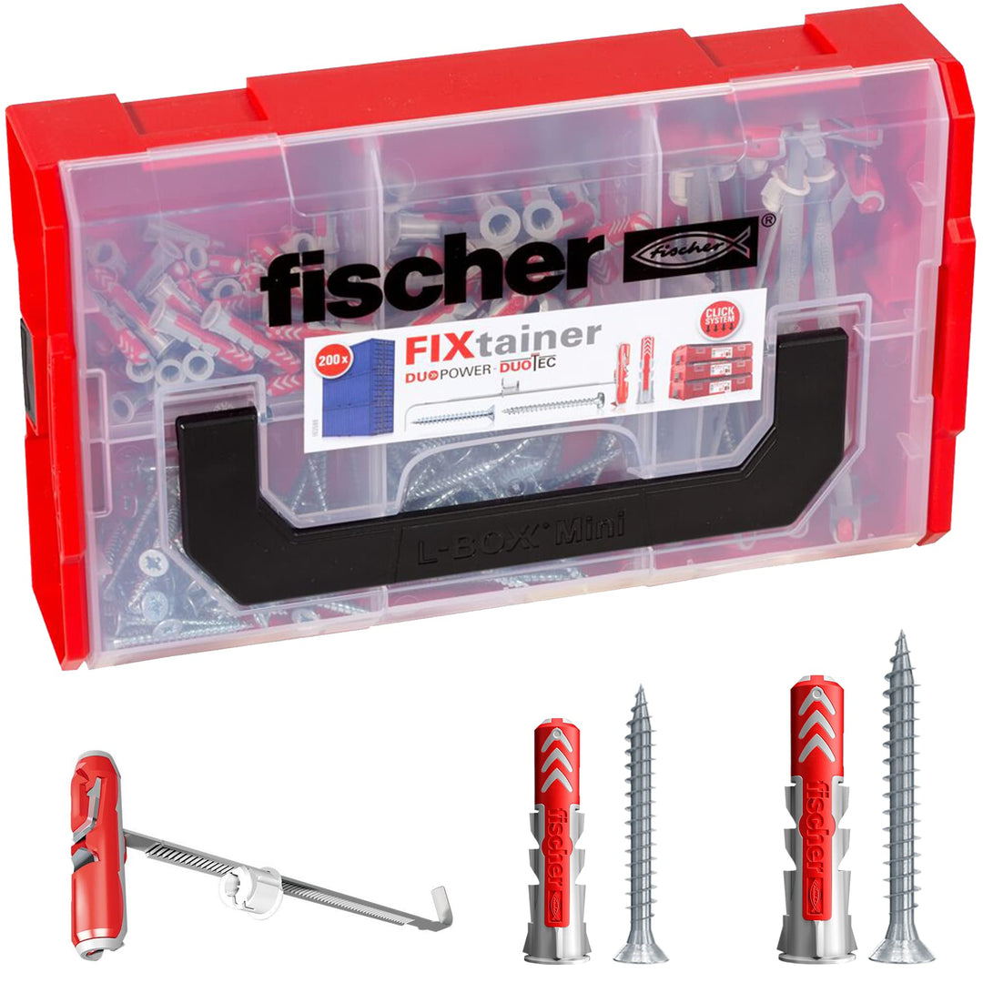 fischer 541106 FIXtainer - Die Power- und Schlauer-Box, Dübelset DUOPOWER und DUOTEC, Universaldübel