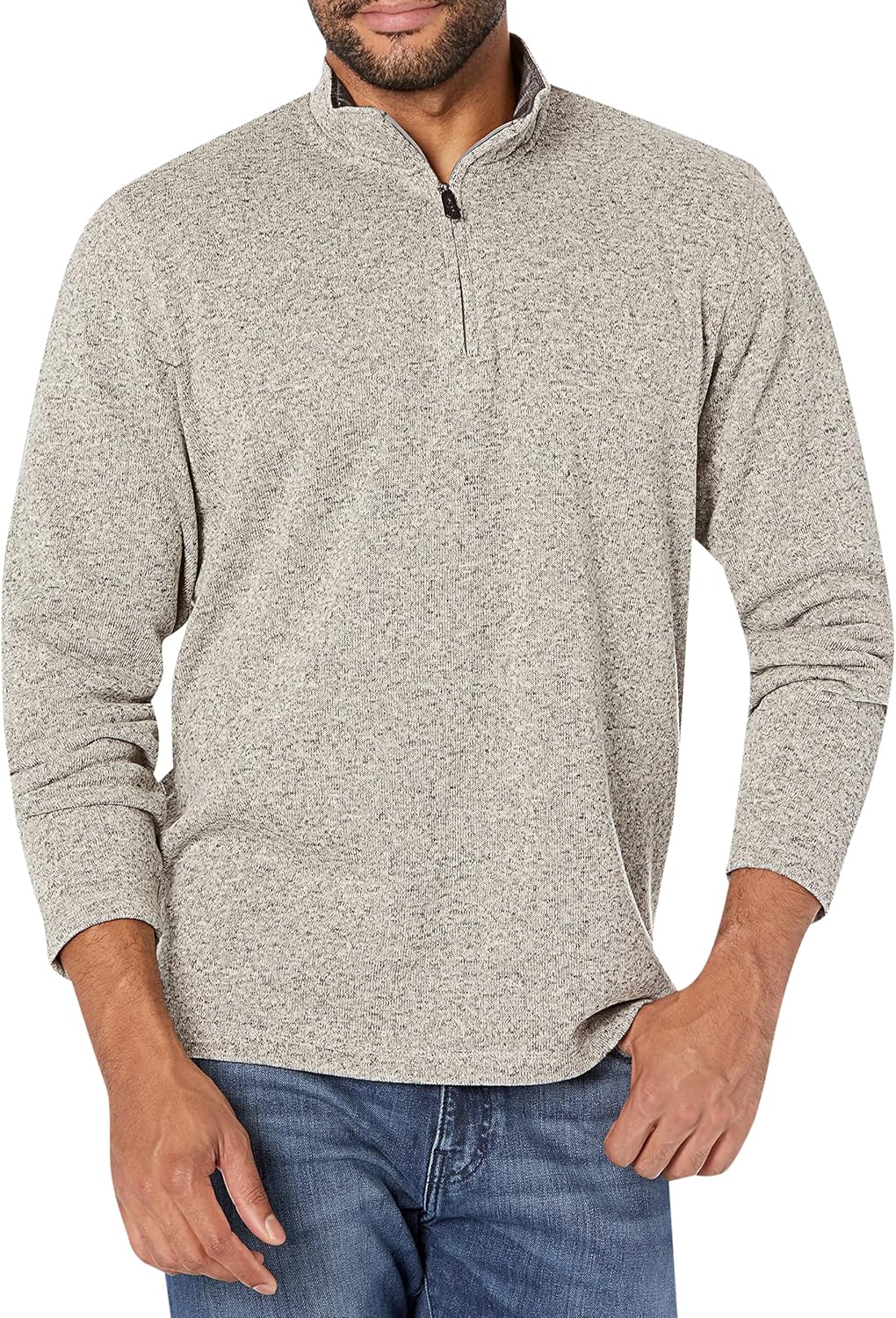 Wrangler Authentics Men’s Sweater Fleece Quarter-Zip M Hellgrau, M Hellgrau