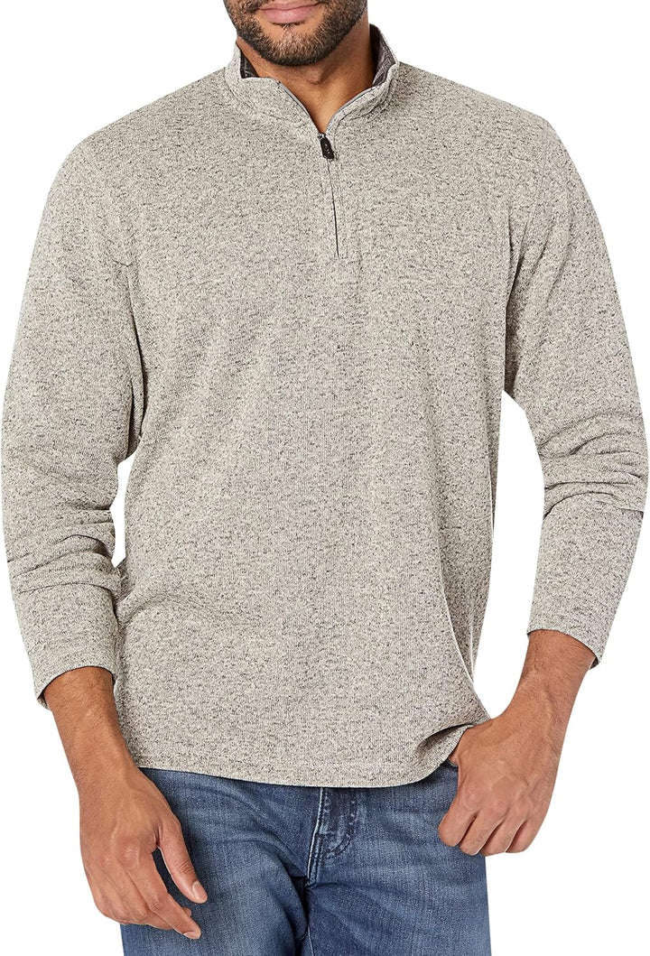 Wrangler Authentics Men’s Sweater Fleece Quarter-Zip M Hellgrau, M Hellgrau
