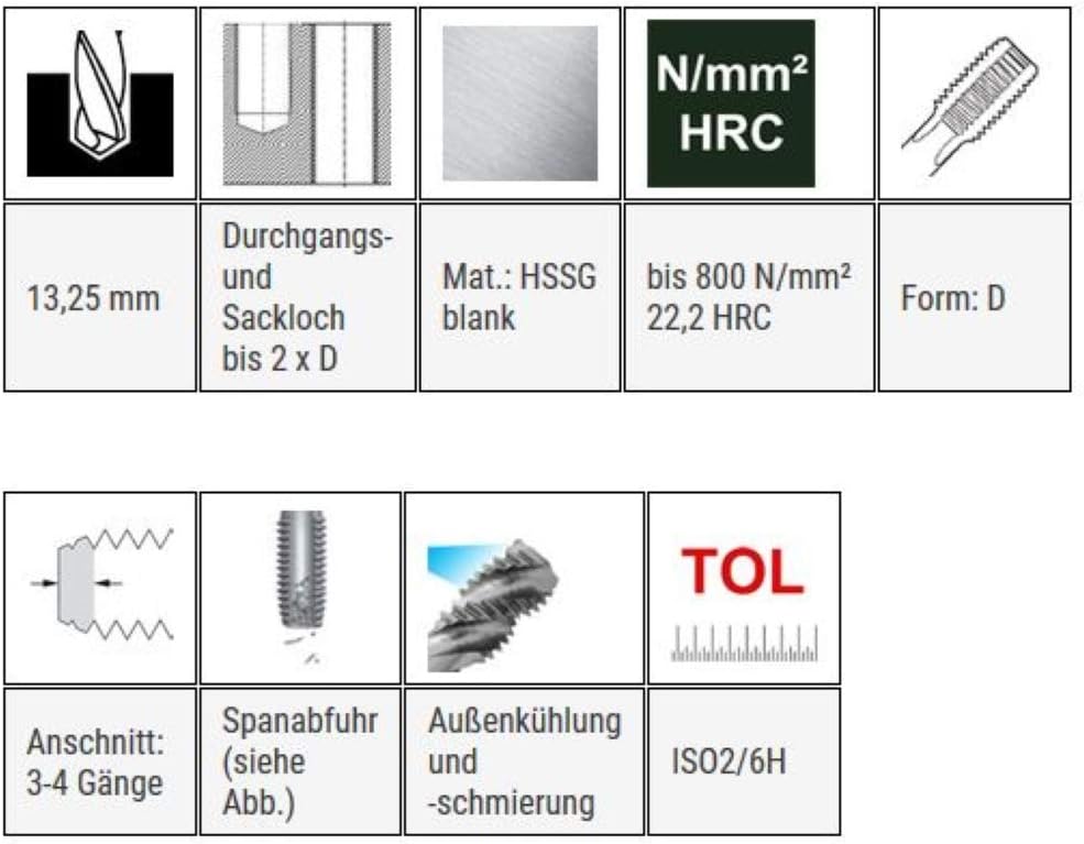 BAER HSSG Einschnittgewindebohrer Form D - MF 14 x 0,75 - Gewindeschneider - Gewindebohrer MF14 - Ge