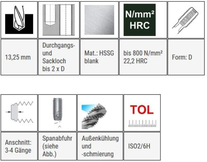 BAER HSSG Einschnittgewindebohrer Form D - MF 14 x 0,75 - Gewindeschneider - Gewindebohrer MF14 - Ge