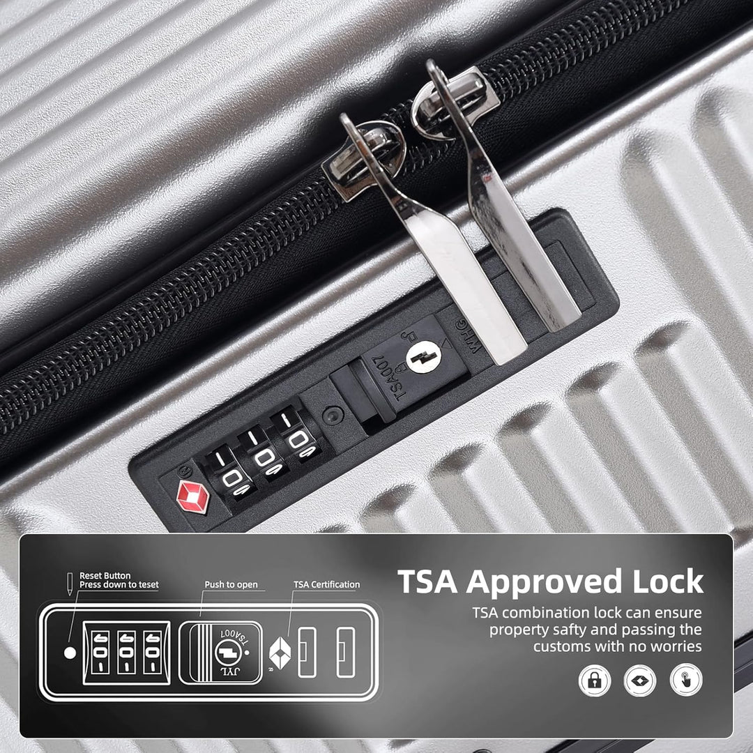 TydeCkare 29 Zoll 40 * 37 * 77 cm, 113 l, aufgegebenes Aluminiumgepäck mit seitlicher Öffnung, 360°-