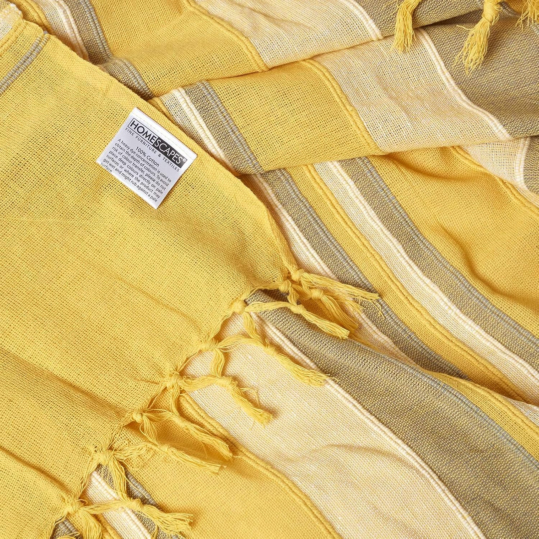 Homescapes extra grosse Tagesdecke Morocco, gelb, Sofa-Überwurf aus 100% Baumwolle, weiche Wohndecke