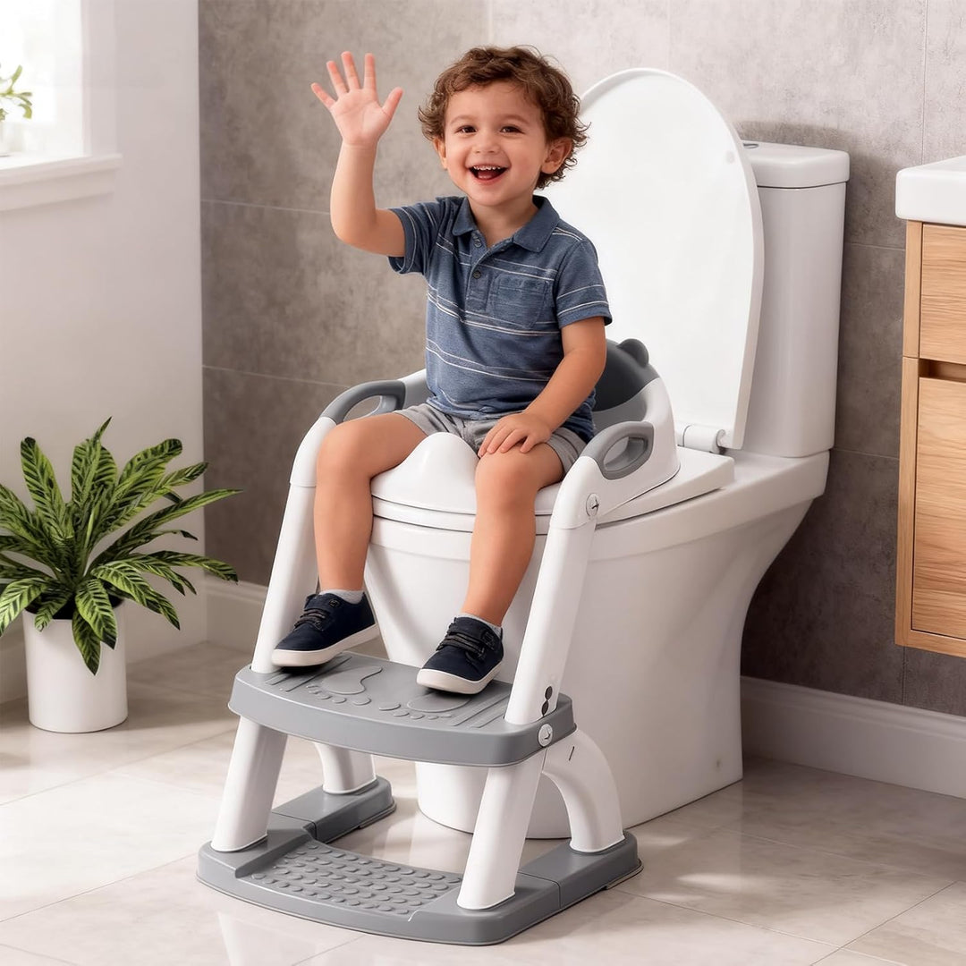 Toilettensitz Kinder mit Treppe, Upgraded WC Aufsatz für Kinder für Jungen und Mädchen, 2-in-1 Toile