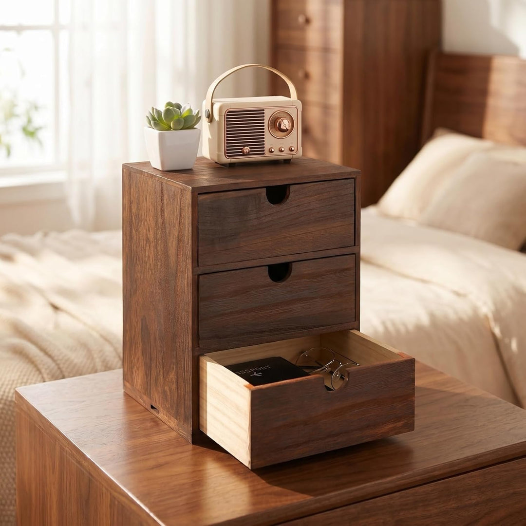 STOBAZA Holzschubladenbox Braun Mehrschichtige Holz-aufbewahrungsbox Mit Sortierbox Für Diverse Arti