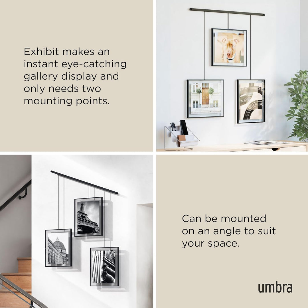 Umbra Exhibit Foto Collage Bilderrahmen - Flexibles Bilderrahmen-Set zur Horizontalen und Diagonalen