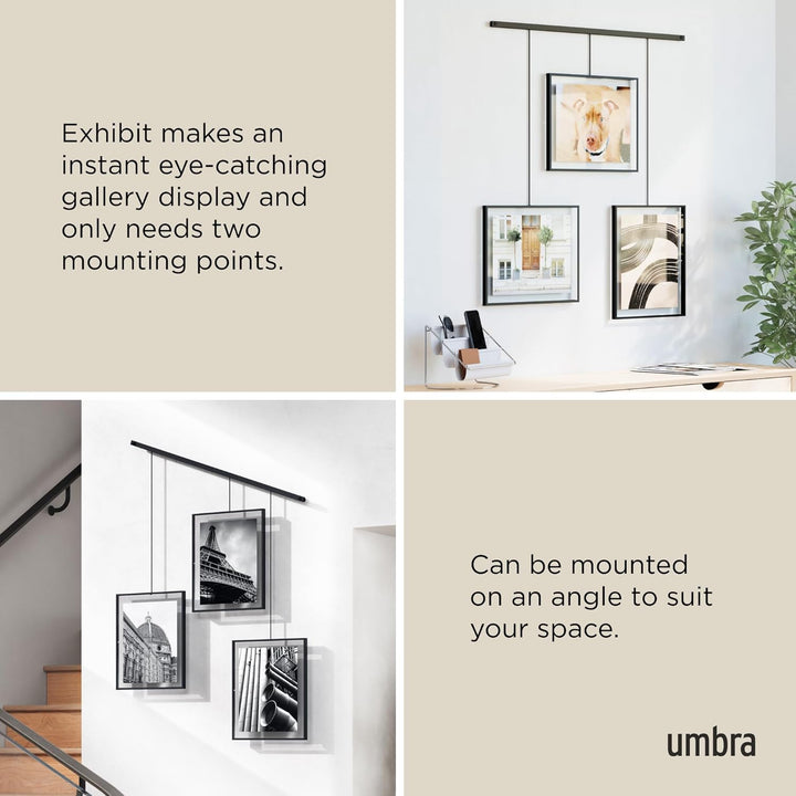Umbra Exhibit Foto Collage Bilderrahmen - Flexibles Bilderrahmen-Set zur Horizontalen und Diagonalen