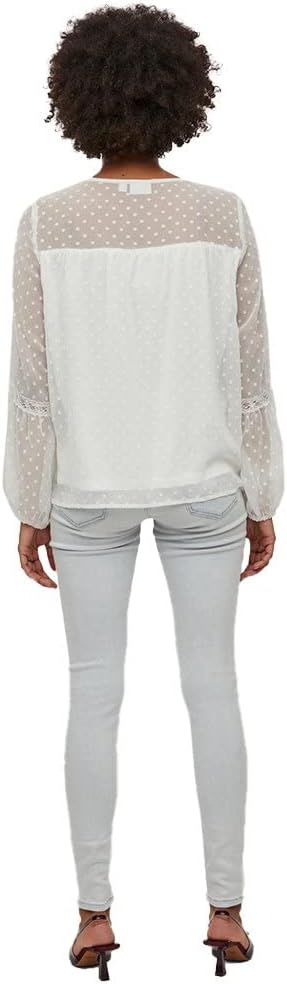 Vila Damen Viedee L/S Top/Su-Noos Bluse 36 Snow White, 36 Snow White