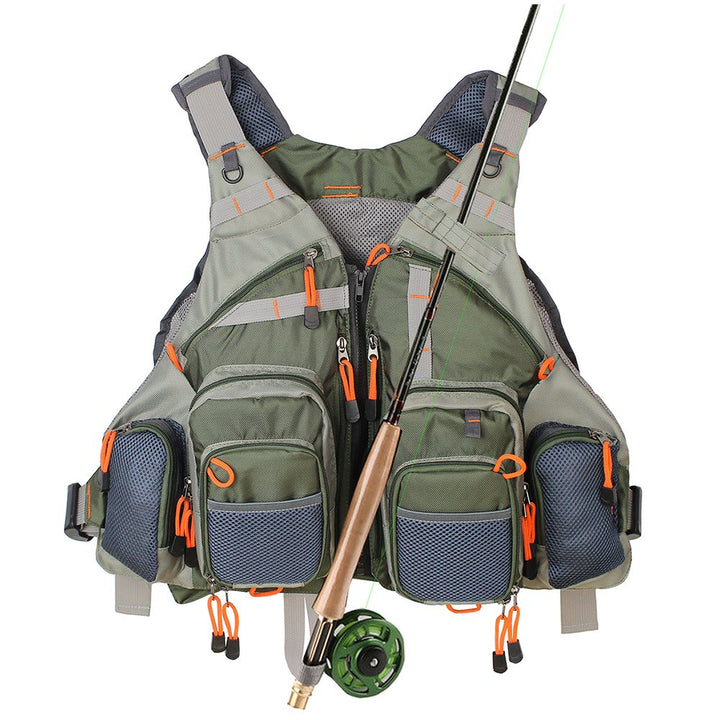 Kylebooker Fliegenfischen Weste Angelweste Einstellbare Grösse Maschen Multi-Taschen Jacke Einheitsg