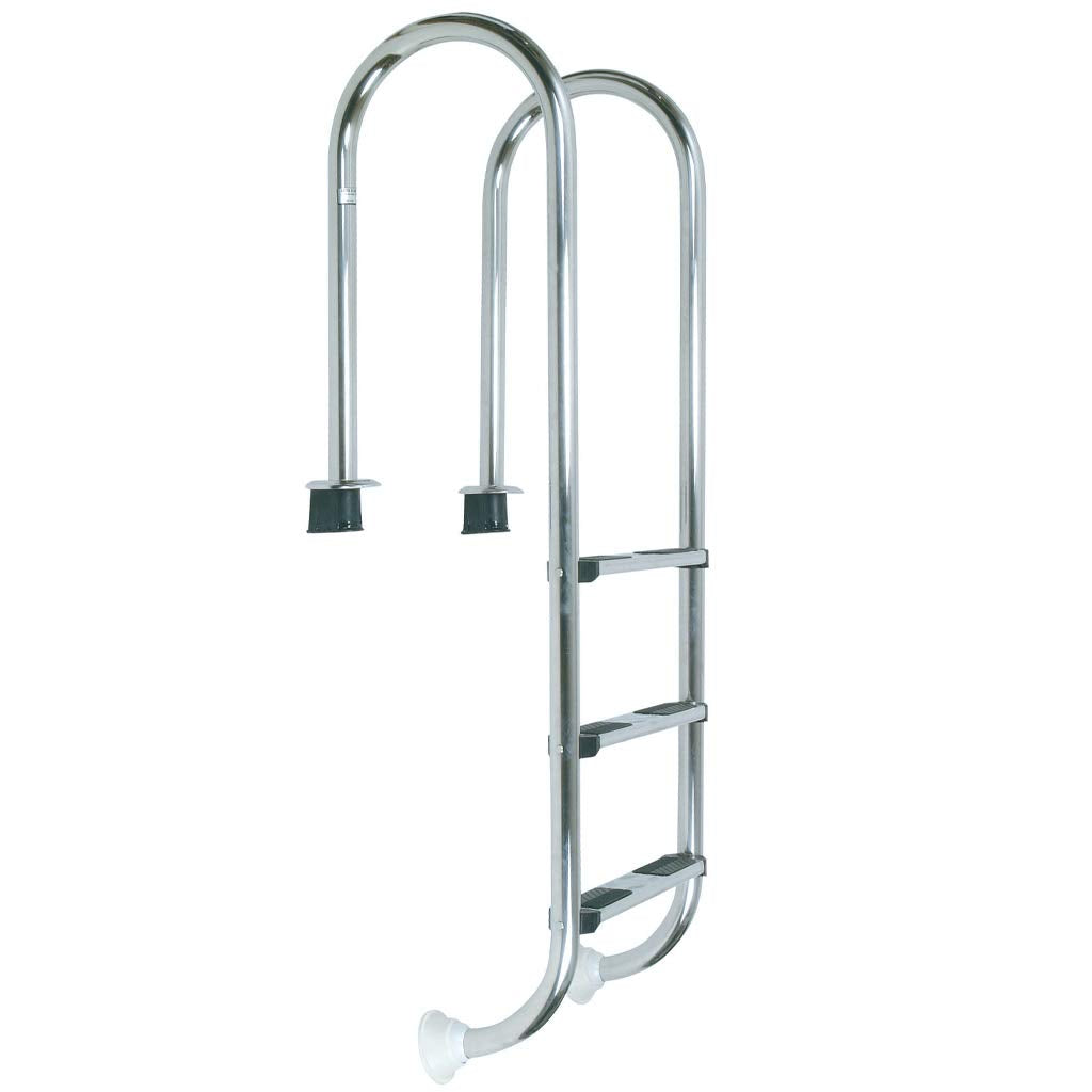 well2wellness® Hochwertige Edelstahl Einstiegsleiter V2A, 43mm Holm eng gebogen, 3 Stufen Holm, eng