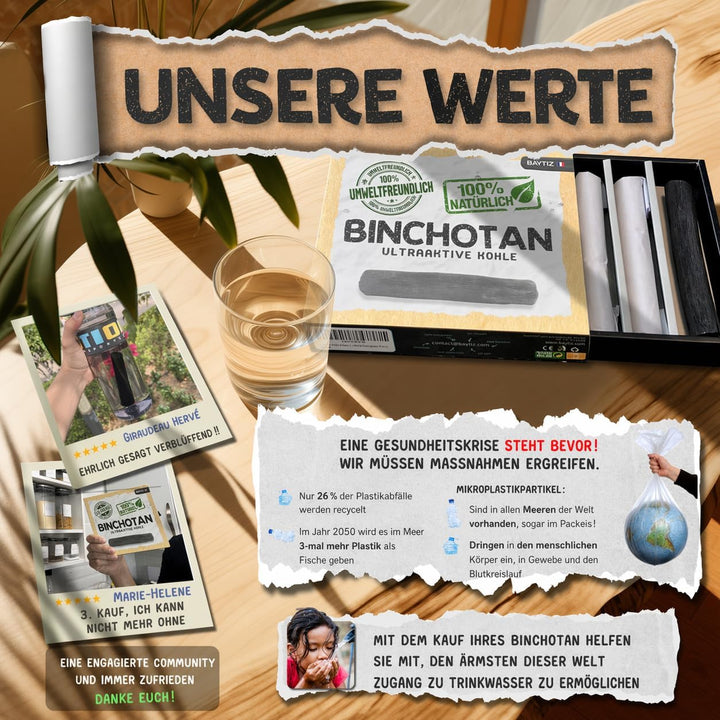 Baytiz | Aktivkohle Wasserfilter - Binchotan Aktivkohlefilter zur Wasseraufbereitung - Wasser Water