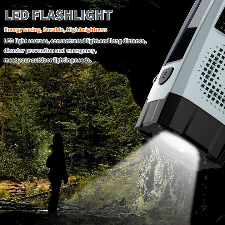 Tragbares Multifunktionsradio mit Handkurbel und Solar Stromgenerator,FM AM NOAA Weather Radio,LED T