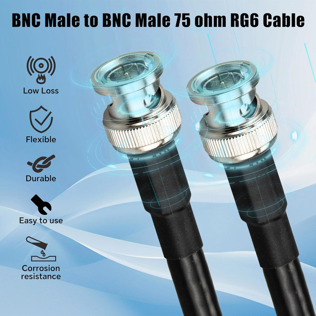 15M BNC SDI-Kabel 75 Ohm RG6 BNC-Verlängerungskabel Stecker auf Stecker Schwarz Koaxialkabel für Vid