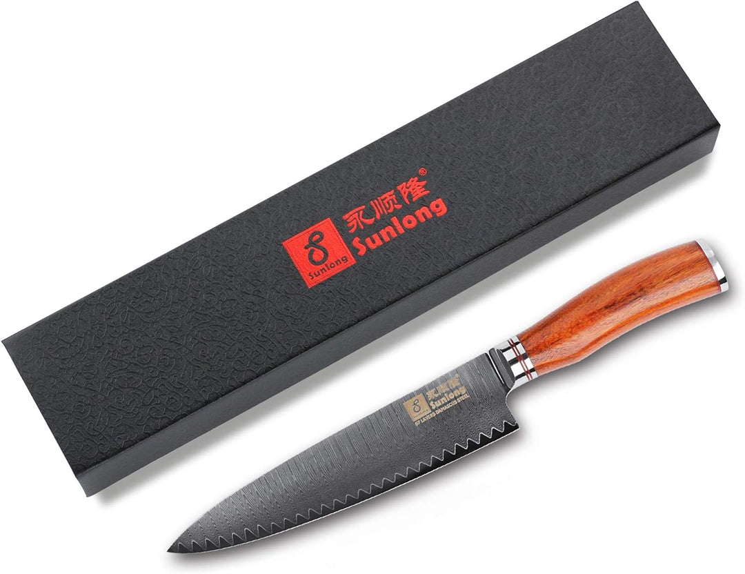 Sunlong Professionelles Kochmesser 8 Zoll japanischer VG10 Damaststahl Küchenmesser - scharfe Klinge