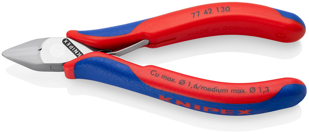 Knipex Elektronik-Seitenschneider mit Mehrkomponenten-Hüllen 130 mm 77 42 130 spitzer Kopf, ohne Fac