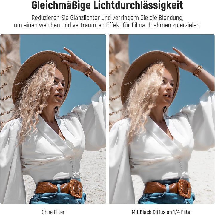 NEEWER 46mm Black Diffusion 1/4 Filter, Traumhafter weicher filmischer Kamera Objektiv Effektfilter