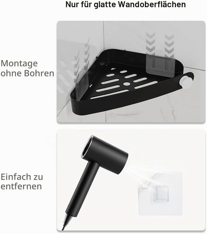 Sotfamily Plastik Duschablage ohne Bohren Ecke (Nur Für 90°), 4 Stück Duschregal Badregal ohne Bohre