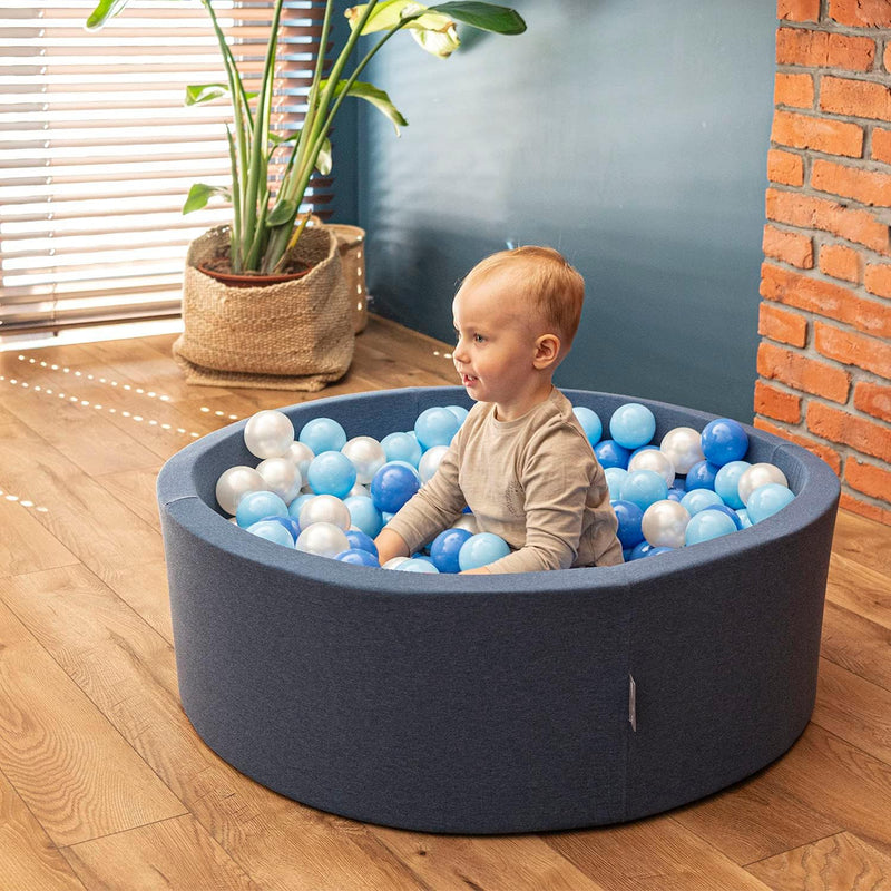 KiddyMoon Bällebad 90X30cm/300 Bälle ∅ 7Cm Bällepool Mit Bunten Bällen Für Babys Kinder Rund, Dunkel