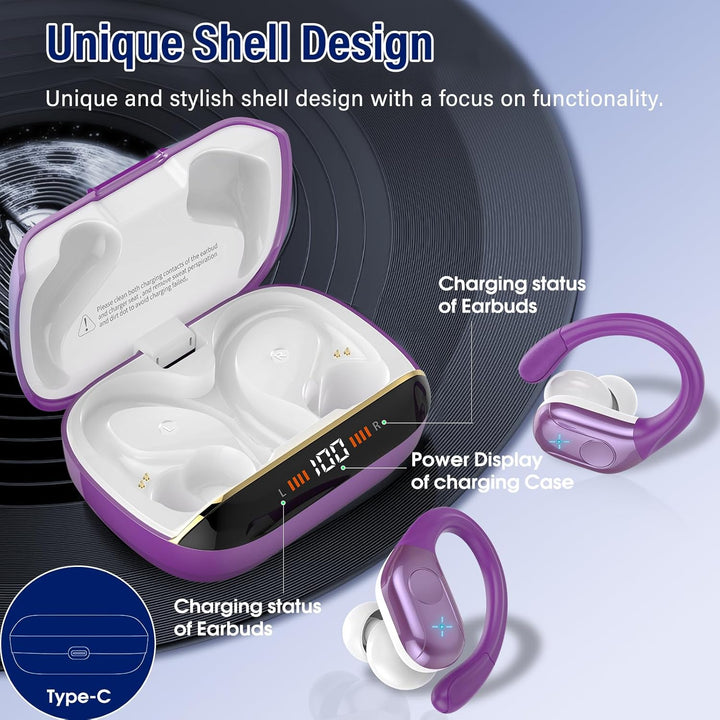Bluetooth Kopfhörer Sport, 75H, In Ear Kopfhörer Kabellos Bluetooth 5.4, HiFi Stereo, Ohrhörer mit 4