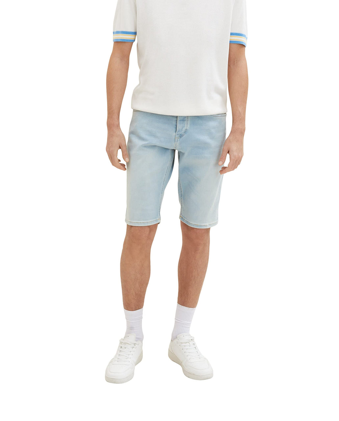 TOM TAILOR Herren Jeans Bermuda Shorts mit Stretch, 30 10117 - Used Bleached Blue Denim