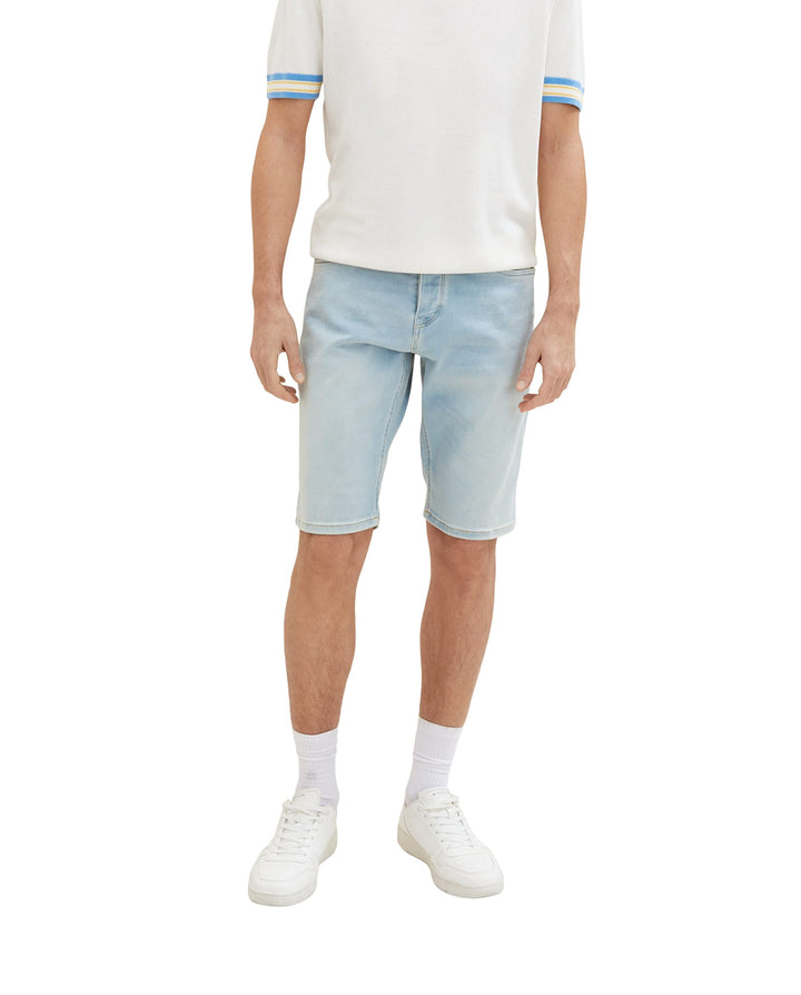 TOM TAILOR Herren Jeans Bermuda Shorts mit Stretch, 30 10117 - Used Bleached Blue Denim