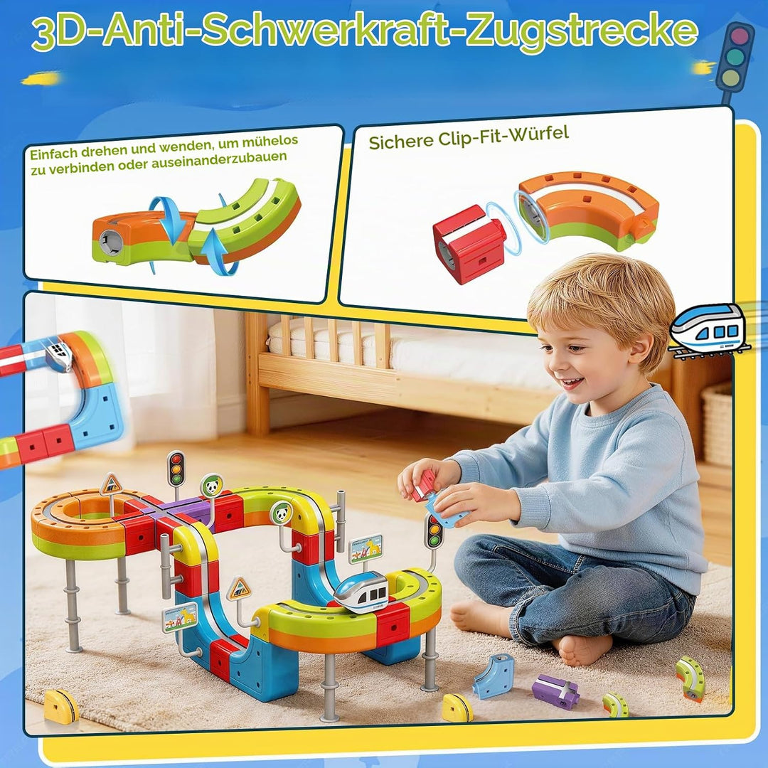 Elektrisches Eisenbahn Set, DIY Electric Train Set mit Schwerkraft Defying 3D-Layouts &amp; Magisches Sc