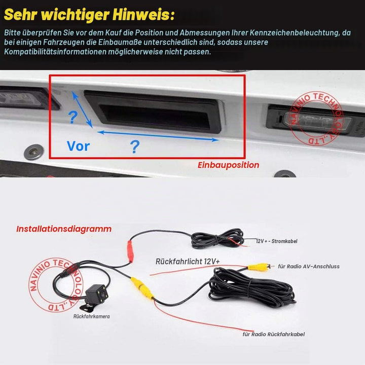 Wasserdicht Nachtsicht HD Rückfahrkamera mit Kofferraumgriff Schalter Ersatz für VW Golf Plus MK5/Je