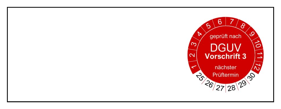 50 Kabelprüfplaketten DGUV V3 - rot - 25 x 70 mm - 2025-2030 - nachhaltig (50 Stück, rot) 50 Stück r