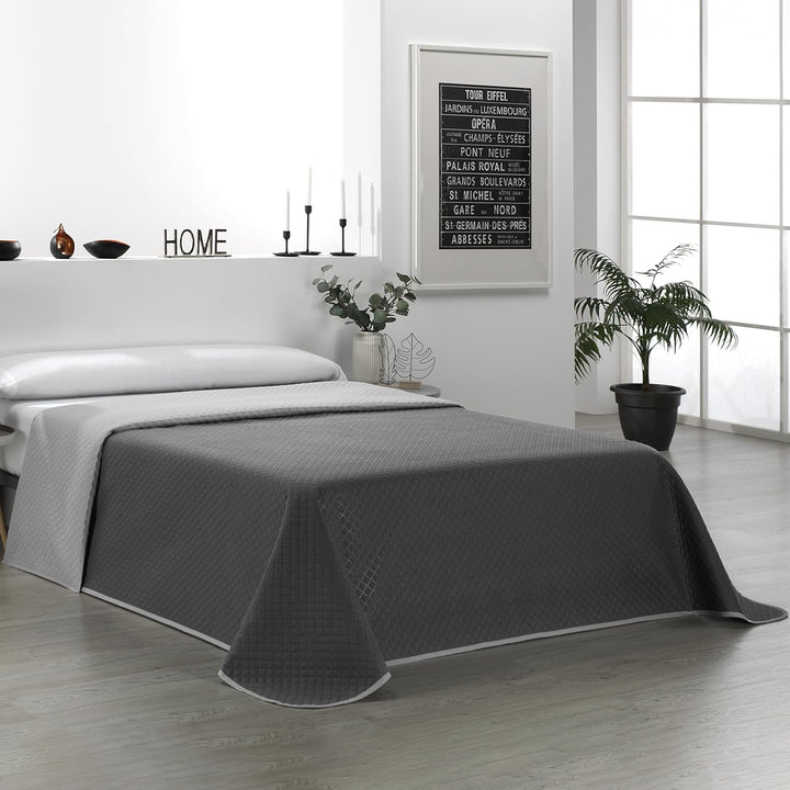 Martina Home Bouti-Tagesdecke, wendbar, Anthrazit, 90 Stück Bett 90 cm Grau, Bett 90 cm Grau