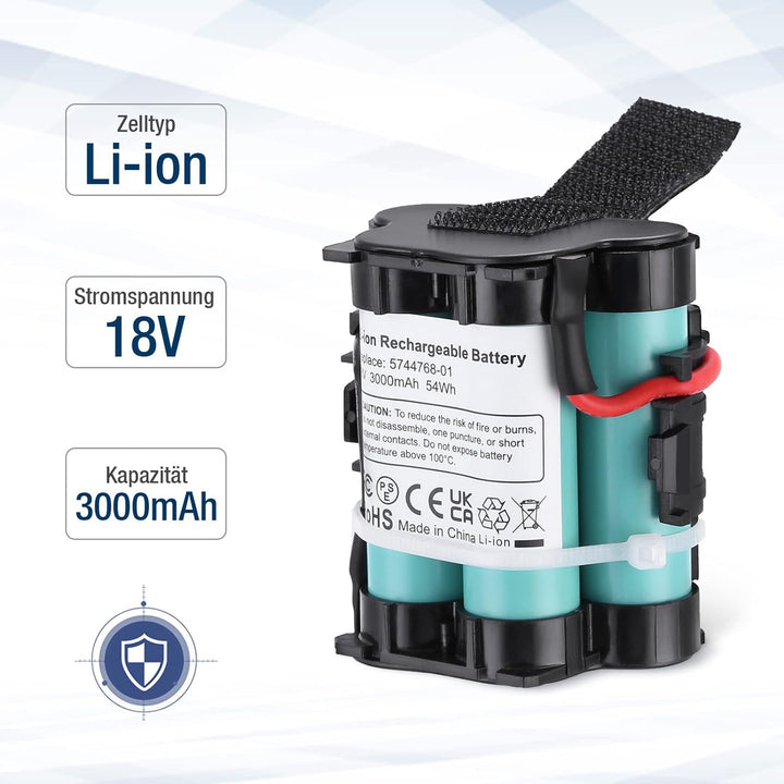 3.0Ah 18V Lithium Ersatzbatterie für Gardena Mähroboter R38Li, R40Li, R45Li, R50Li, R70Li, R75Li, R8