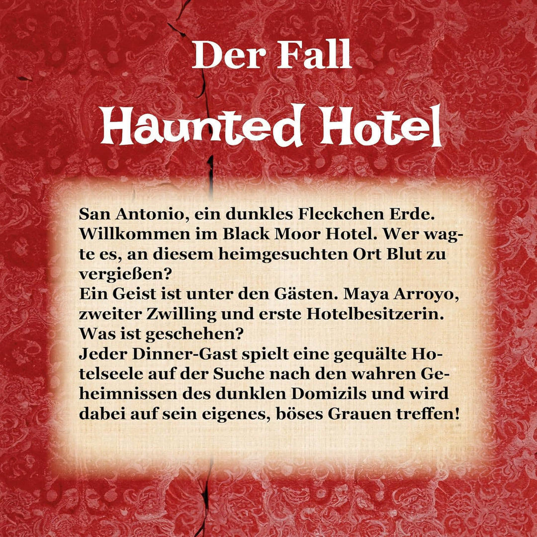 HORRORDINNER - Haunted Hotel - Krimidinner für 1-7 Spieler, Ab 18 Jahren, 3 Stunden Spielzeit, Schwa