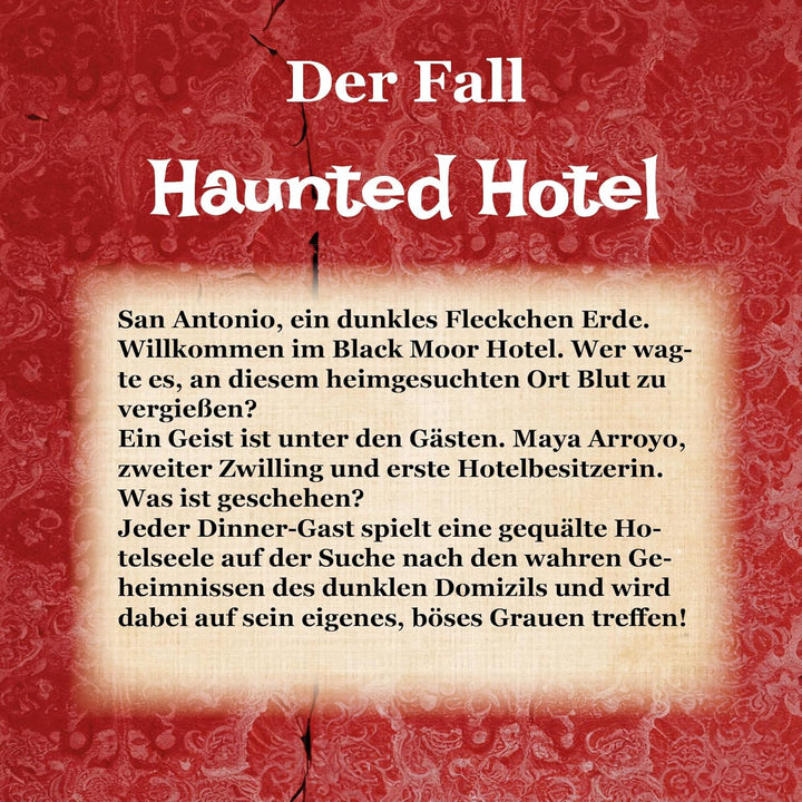 HORRORDINNER - Haunted Hotel - Krimidinner für 1-7 Spieler, Ab 18 Jahren, 3 Stunden Spielzeit, Schwa