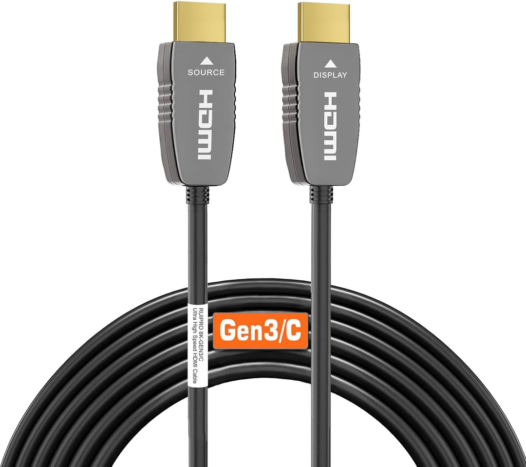 RUIPRO 8K CL2 HDMI Glasfaserkabel 7.6M, Zertifiziert HDMI 2.1 48Gbps 8K@60Hz 4K@120Hz Dynamic HDR eA