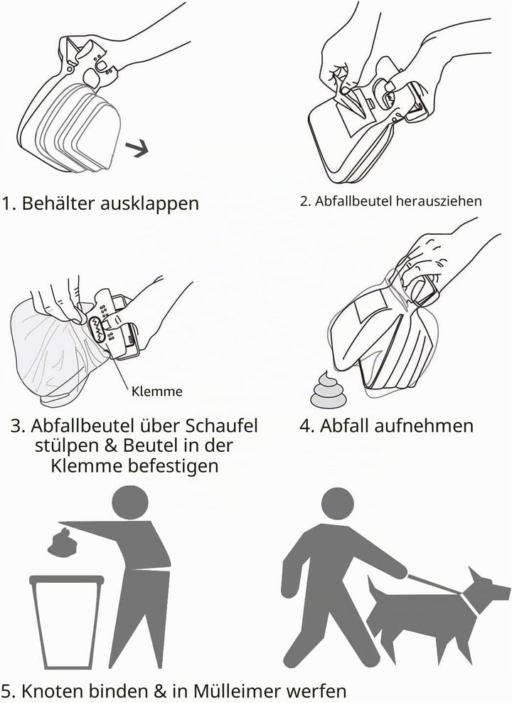 DOGOPAL Hundekotgreifer mit Beutel für Unterwegs - Tragbare Hundekotschaufel mit Erweiterbarem Fach