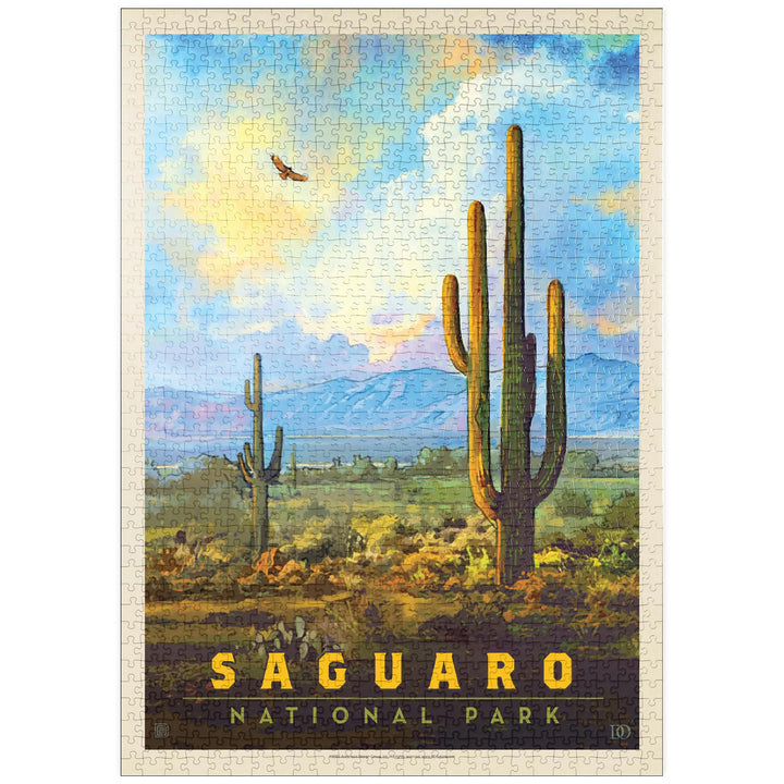 Saguaro National Park: Desert Daybreak, Vintage Poster - Premium 1000 Teile Puzzle - MyPuzzle Sonder