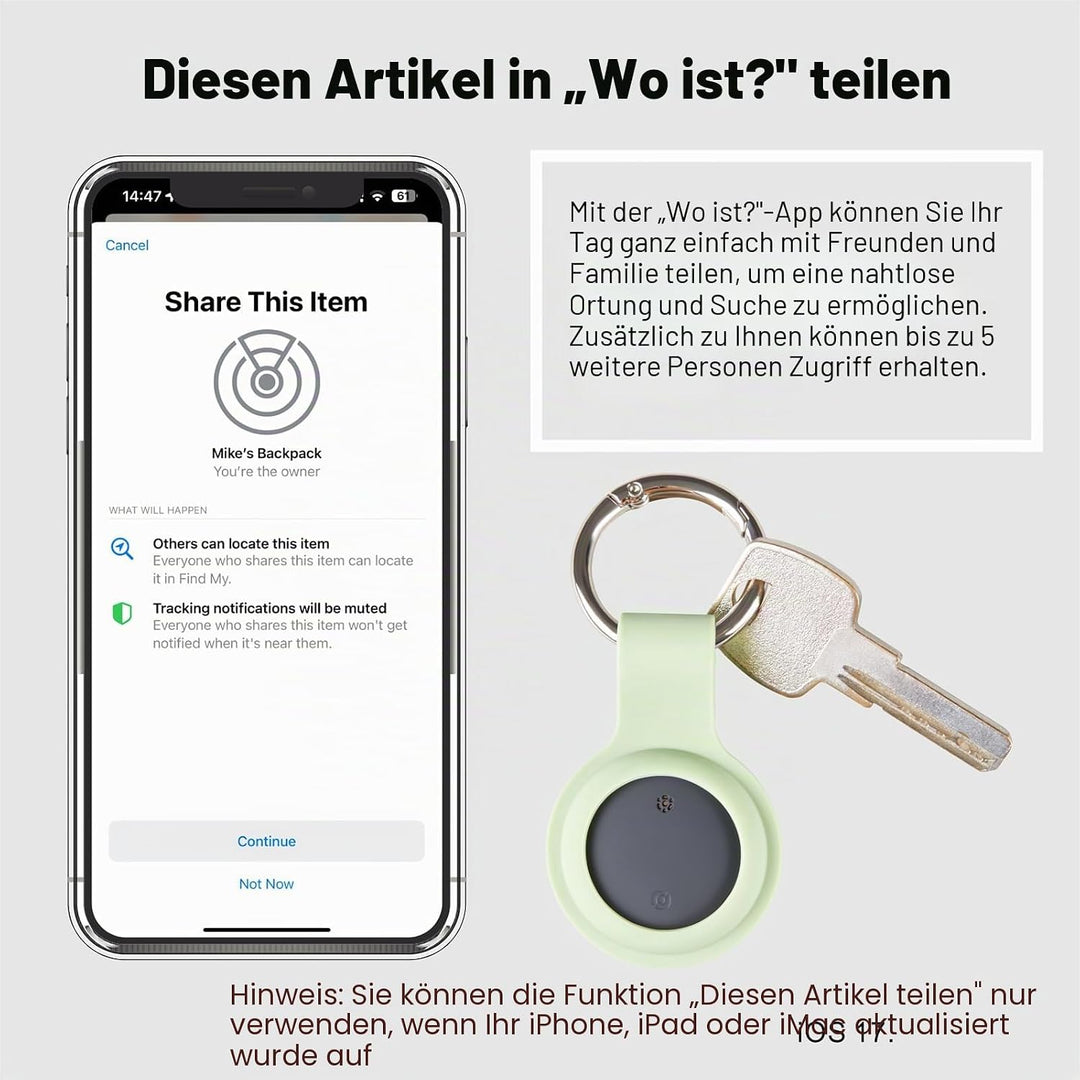 Reyke Smart Tag Pro, Koffer Tracker kompatibel mit Apple Wo ist APP (nur iOS), Schlüsselfinder für S